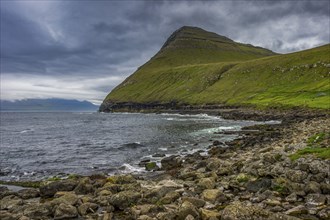 Rocky beach in Gjogv, Estuyroy, Faroe islands, Denmark, Europe