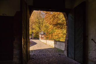 Kriebstein Castle rises on a steep rock above the Zschopau. Within the large group of hilltop