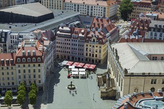 View from the lantern of Dresden's Church of Our Lady onto the Neumarkt with the newly built