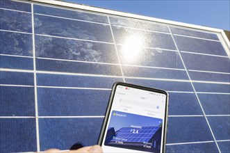 Solar power system, with an app the solar power yield can be controlled at any time