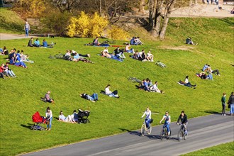 Dresden Spring on the banks of the Elbe in Neustadt