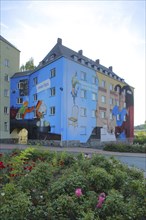 Mural on the building in Plauen, Vogtland, Saxony, Germany, Europe