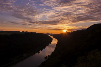 DEU Saxony Bad Schandau Sunset at the Kleine Bastei in the Schrammstein area