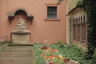 Pieta built 1764 with cloister in Lusamgärtchen, Würzburg, Lower Franconia, Franconia, Bavaria,