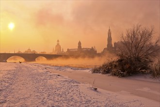 Dresden morning fog over the Elbe