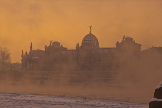 Dresden morning fog over the Elbe