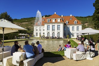 Wackerbarth Castle or Wackerbarths Ruh is a Baroque castle surrounded by vineyards in the