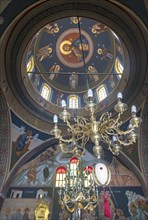 Interior dome, Church of Panagia Platsani Akathistos Hymn, Ia, Oia, Santorini, Greece, Europe