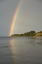 Rainbow over the Baltic Sea, Habernis, Steinberg, Schleswig-Holstein, Germany, Europe