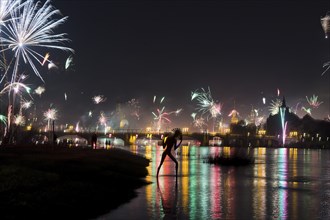 Dresden New Year's Eve fireworks over the Old Town