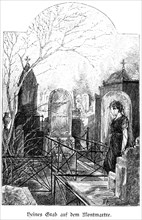 Grave of Heinrich Heine 1797-1856) at Montmartre, Paris, German poet, writer, cemetery,