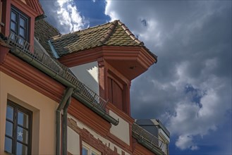 Historic roof lift bay, Geiersberg 17, Nuremberg, Middle Franconia, Bavaria, Germany, Europe