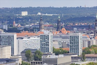 View from the Bismarkturm. across Prager Strasse to the Old Town