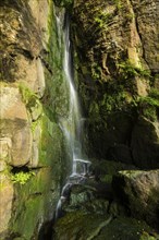 The Langenhennersdorf waterfall. Mouth of the Langenhennersdorfer Bach into the Gottleuba over a 9m