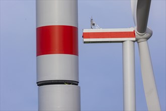 Erection of a new giant wind turbine in Voigtsdorf. with 80-metre-long plastic rotor blades