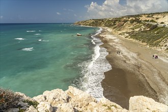 Petra tou Romiou beach, the Rock of Aphrodite in Kouklia near Paphos, Cyprus, Europe