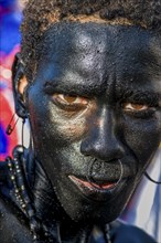 Portrait of black man. Carnival. Mindelo. Cabo Verde. Africa