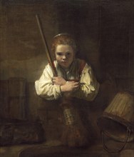 Mädchen mit einem Broen, a Girl with a Broom, Painting by Rembrandt van Rijn (1606) (1669),