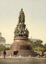 Monument to Catherine II, St. Petersburg, Russia, c. 1890, Historic, digitally enhanced