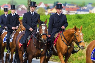 Easter riding procession in Crostwitz, Easter riding in Lusatia. Procession from Crostwitz to