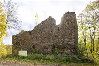 Kempe Castle is the ruin of a late medieval rock castle on a slate cliff directly above the