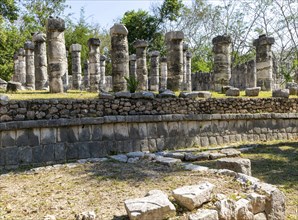 Stone columns Temple of the Warriors, Templo de los Guerreros, Chichen Itza, Mayan ruins, Yucatan,