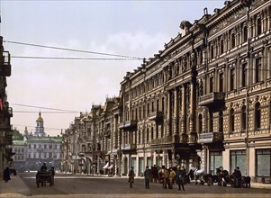 Nicolviewskaia, Nikolaevskaia, Street, Kiev, Russia, Ukraine, c. 1890, Historic, digitally enhanced