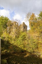 Kempe Castle is the ruin of a late medieval rock castle on a slate cliff directly above the