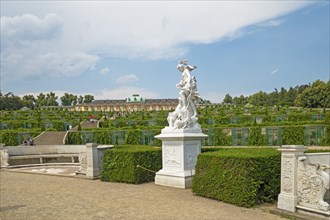 Marble figure, vineyard terraces, Sanssouci Palace Park, Potsdam, Brandenburg, Germany, Europe