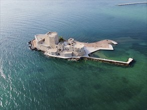 Aerial view, fortress, Bourtz Island, Bourtsi, Nafplio, Nauplia, Nauplion, Nafplion, Argolis,