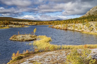 Lake in autumn landscape, Rondane National Park, Norway, Europe