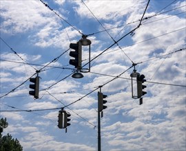 Free-hanging traffic lights, Vienna, Austria, Europe