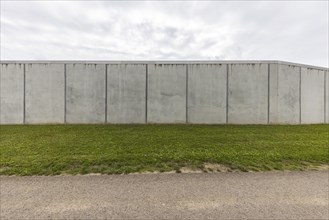 Stammheim Prison, JVA, exterior view of the maximum security prison with prison wall, Stuttgart,