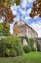 Main building of the Kaiserburg, seen from the castle garden, in autumn, Nuremberg, Middle