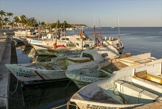 Small fishing boats in port, Campeche city, Campeche State, Mexico, Central America