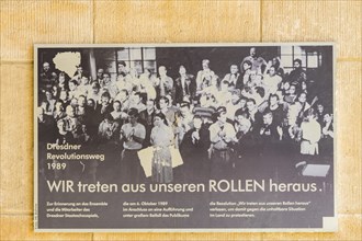 Schauspielhaus Dresden, plaque commemorating the ensemble's participation in the Wende events