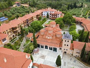 Aerial view, Evangelismos tis Theotokou, Orthodox Women's Monastery, Ormylia, Dimotiki Enotita