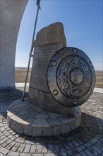 Mongol monument in the steppe of eastern Kazakhstan