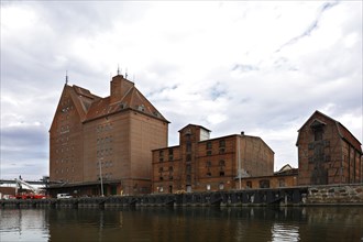 Warehouse building at the harbour of the Hanseatic town of Demmin on the River Peene, Peene Valley