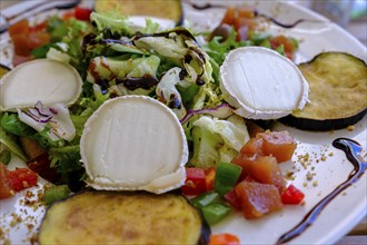 Salad with goat cheese, food, Cadaqués, Costa Brava, Catalonia, Spain, Europe