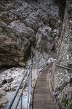 Hiking trail through the Höllentalklamm, near Garmisch-Partenkirchen, Werdenfelser Land, Upper