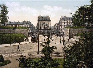 Place des Portes, Brest, France, c. 1890, Historic, digitally enhanced reproduction of a