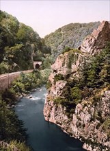 Le Cantal, gorge of the river Cere, Auvergne, France, c. 1890, Historic, digitally enhanced