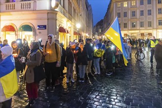 On the first anniversary of the Russian invasion of Ukraine, a large solidarity rally of Dresdeners