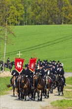 Easter riding procession in Crostwitz, Easter riding in Lusatia. Procession from Crostwitz to