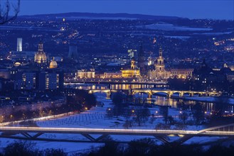 View of the Old Town from the Dresdner Heide in the evening