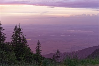 View at dusk from a slope in the Fagaras Mountains, a mountain group in the Transylvanian Alps,