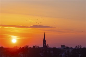 Evening sky over the Elbe with Martin Luther Church