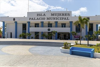 Municipal palace town hall building, Isla Mujeres, Caribbean Coast, Cancun, Quintana Roo, Mexico,