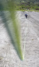 Climber, multi-pitch climbing, slab climbing, Garda Mountains, Arco, Trentino-Alto Adige, Italy,